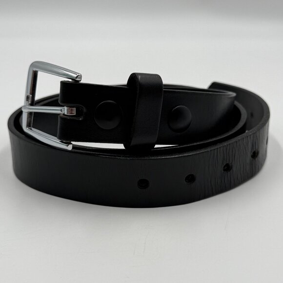 Boston Leather Black Work Belt 6607 Mens Size 38 Crew Outfitters Silver Buckle - Picture 1 of 9